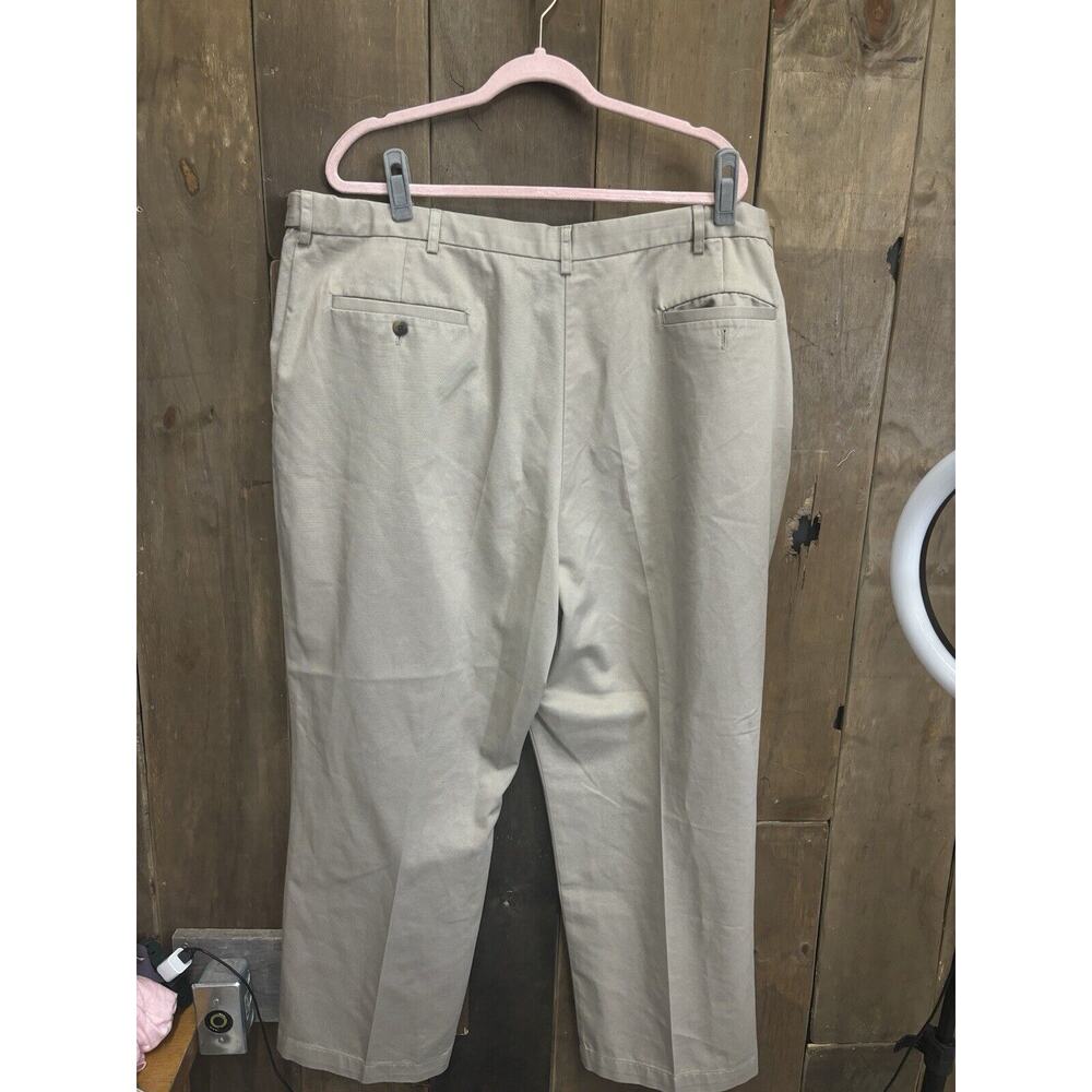 Haggar Men's Performance Straight Fit Pant, Khaki, 44 x 30